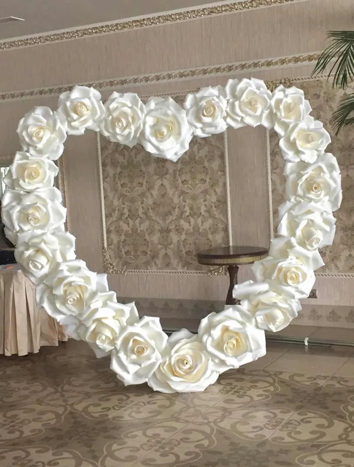 Heart shaped arch backdrop available to rent